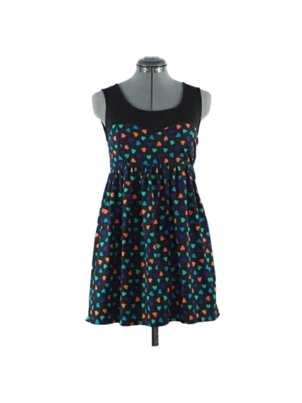 TOPSHOP Vibrant Colorful Hearts Babydoll Dress. Size 4